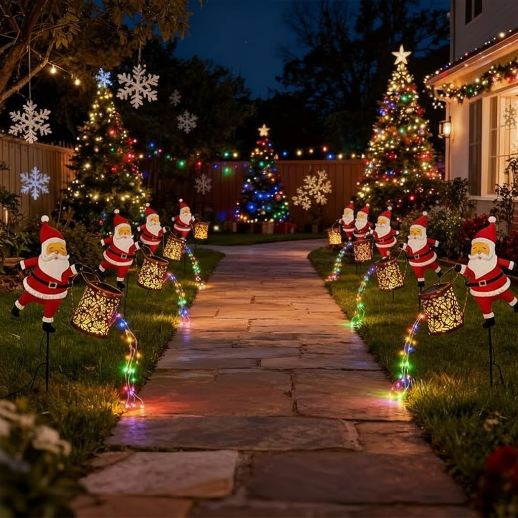 Christmas Santa Solar Kettle Garden Light